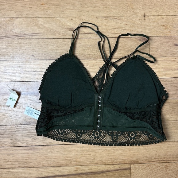 NWT aerie bohemian longline lace corset padded bralette medium olive green - Picture 9 of 9